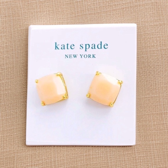 KATE SPADE • Light Peach Orange Square Stud Earrings - Picture 4 of 4